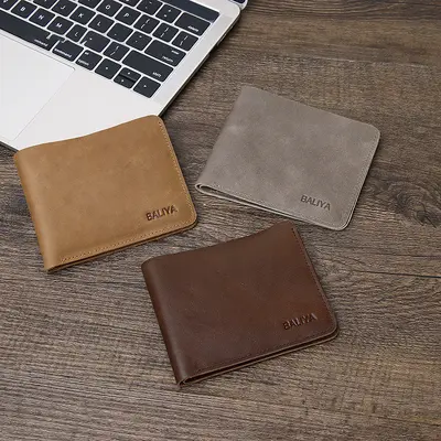 Men's Short Wallet, Genuine Leather, Multi-Card Slim Design - 4