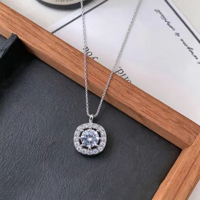 999 Silver Square Sugar Necklace Women Lightweight Luxury - 4