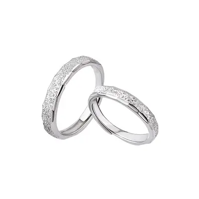Mantianxing S999 Sterling Silver Couple Rings Niche Adjustable Ring Hand Jewelry Christmas Gift for Girlfriend Best Friend