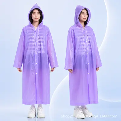Eva Erwachsenen-Regenmantel, transparente Poncho mit Hut - 10
