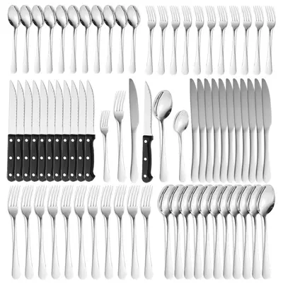 1010 Stainless Steel Cutlery Set, 24/48/72 Pieces, Hotel Western Steak Knife Fork Spoon