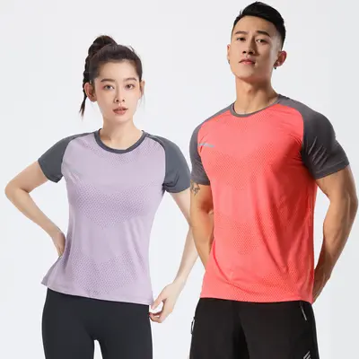 Unisex Nefes Alabilen Kısa Kollu Fitness Tişörtü, Hızlı Kuruyan, Elastik