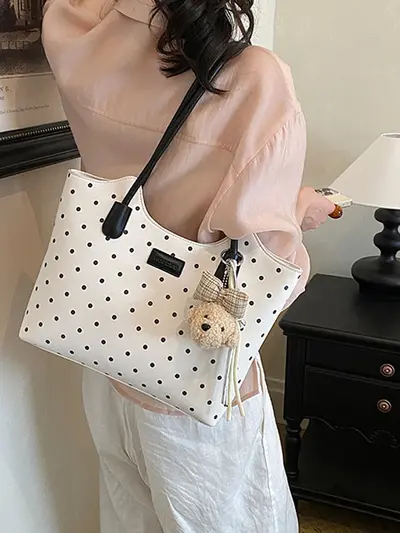 Niche Single Shoulder Bag for Women, Large Polka Dot Tote Bag - 3