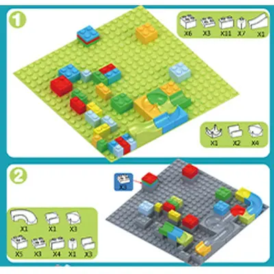 Montessori Kaydırak Parkı Yapı Blokları, Bilyeli Oyuncak Rayları Çocuk Oyuncağı - 4
