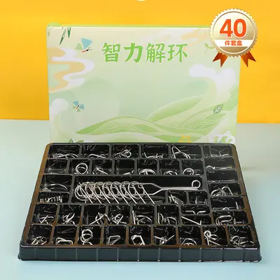 Metall-Lernspielzeug, Knobelpuzzle, 8-teiliges Ring-Set - 13
