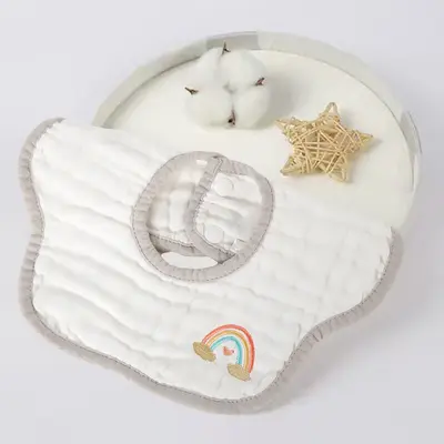 Baby Bib, 100% Cotton Gauze, 8-Layer, Embroidered - 9