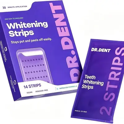 跨境专供Dr dentTeeth Whitening Strips牙齿美白条紫色牙贴14贴