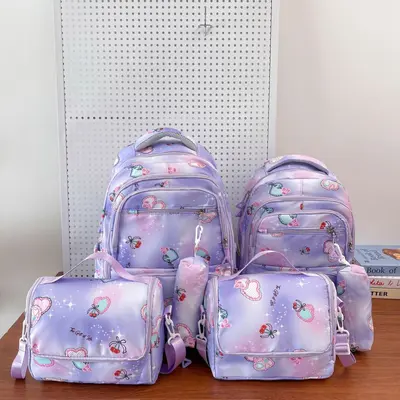 Cartoon 3-in-1 Schülerset: Großer Rucksack, Isolierte Lunchtasche und Federmäppchen