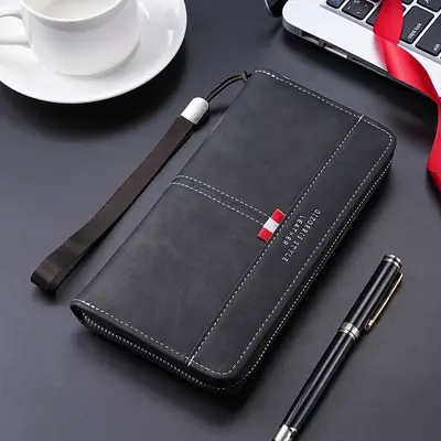 Men's Long Zipper Wallet with Large Phone Compartment - 6