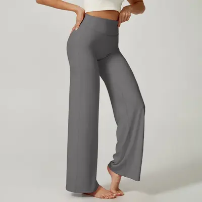 Damen-Outdoor-Freizeithose mit geradem Bein, weite Yogahose - 7