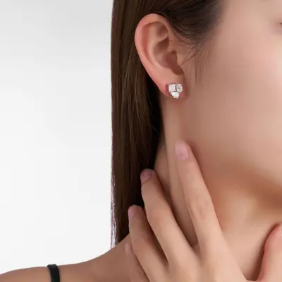 S925 Gümüş Moissanit Küpe Prenses Kare Damla Üç Taşlı Pençe Ayarlı