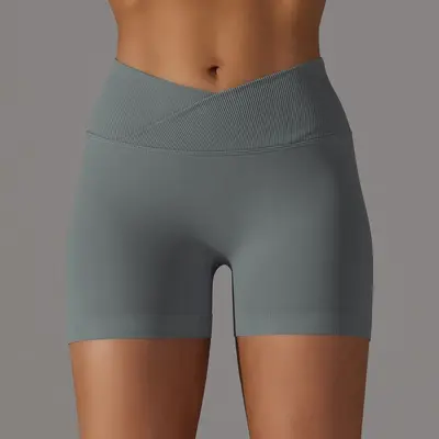 Peach butt capri leggings, mid-waist, crossover waist yoga shorts