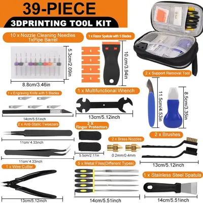 Cross-border Exclusive 39-Piece 3D Printing Accessories Tool Kit for FDM/SLA Printers, Leveling, Cleaning and Repair Accessories