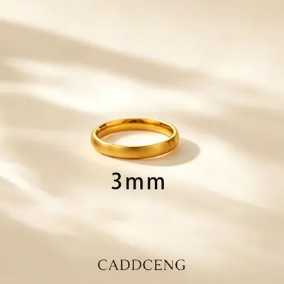 Minimalistischer Titanstahl-Ring für Damen, 18K Gold gebürstet - 10