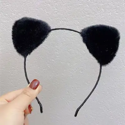 Cute Cat Ear Plush Hair Band with Clip for Women