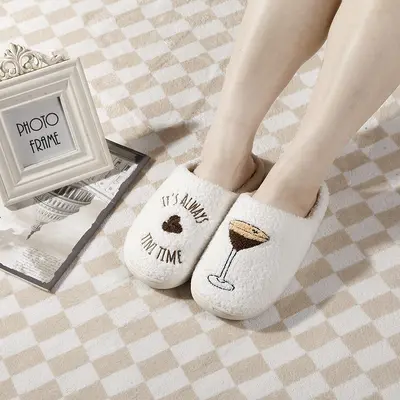 Kalın Tabanlı Kış Pamuklu Ev Terliği, Kaymaz, Unisex - 1