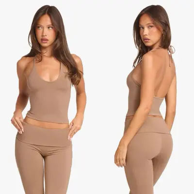 Light Pink Yoga Pants for Women, Thin Pilates, Halter Set