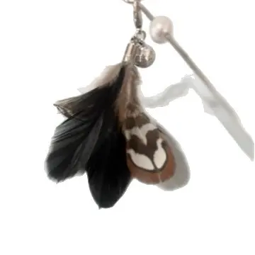 Cat Teaser Wand Replacement Head with Natural Feathers and Bell - 5