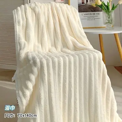 Kadın banyo havlusu hızlı kuruyan 3 parça set mercan polar - 8