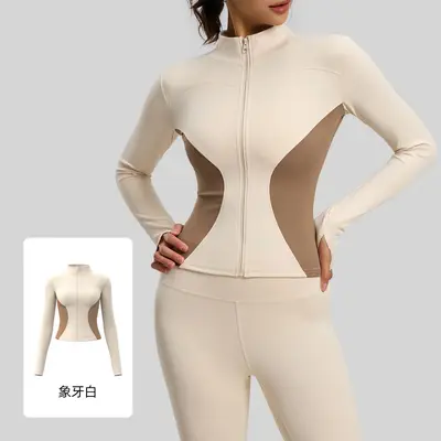 Color Block Women's Slim Fit Yoga Jacket for Sports and Running - 7