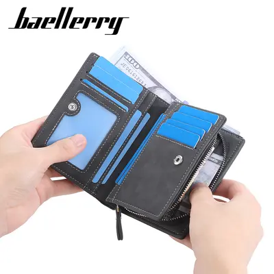 Baellerry Erkek Cüzdan, RFID Korumalı, Buzlu Fermuarlı, Dikey Model - 5