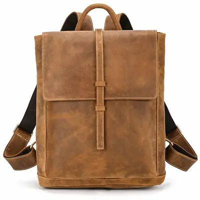 Crazy Horse Leather Vintage Backpack, Genuine Leather, Unisex - 10