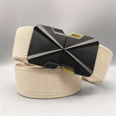 Douyin Same Style Men's Outdoor Automatic Buckle Woven Belt Breathable Elastic Adjustable Tactical Belt Casual Leather Belt