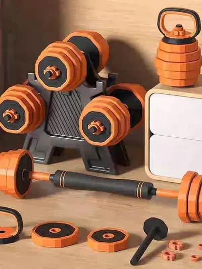 Adjustable Dumbbells Men's Fitness Home Dorm Weight Training Equipment Barbell Set Kettlebell Dumbbell Rack - 1