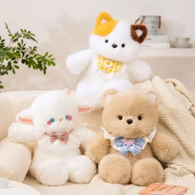 Laufender Teddybär Plüschtier, Tierserie Dekofigur mit Kissenfunktion