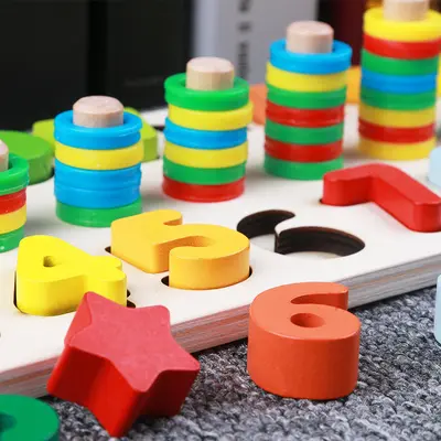 3'ü 1 Arada Çocuk Eğitici Sayma Tahtası ve Meyve Şekli Eşleştirme Puzzle
