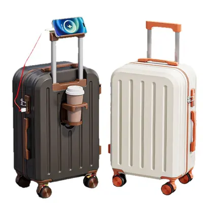 Color-Block Small Leather Suitcase with Combination Lock - 6