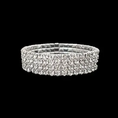 Women's full rhinestone elastic bracelet with multi-row claw chain - 9