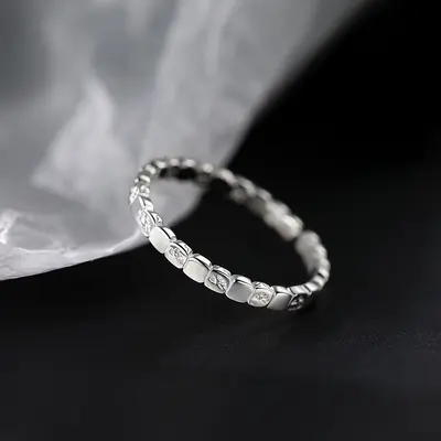 925 sterling silver geometric ring, open design - 4