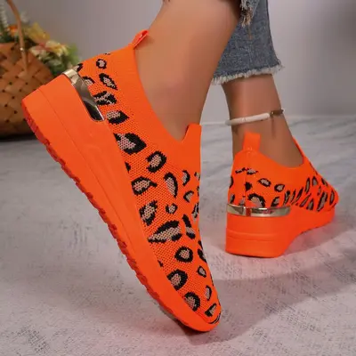 Plus Size Women's Sock Shoes, Breathable Mesh, Thick Sole, Colour Block - 11