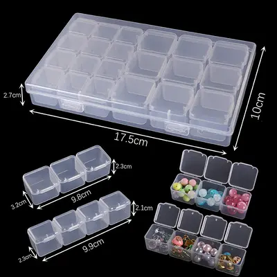 Transparent Portable Rectangular Plastic Storage Box Set for DIY Jewelry and Nail Art - 11