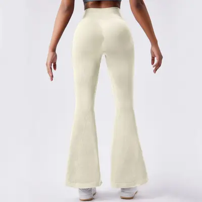 Damen-Yogahose nahtlos, hohe Taille, Pfirsich-Po-Effekt, Schlaghose