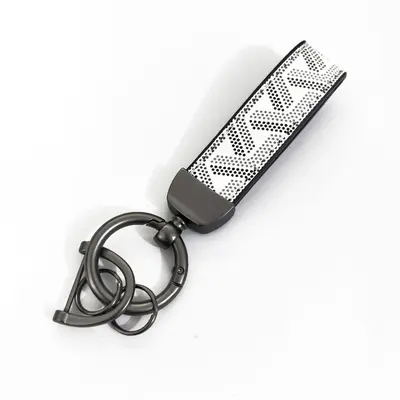 Personalized Leather Keychain, Plaid Pattern, Creative Pendant - 9