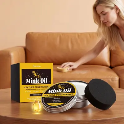Brunizo Nerzöl Lederpflegecreme für Sofas und Schuhe, Leder-Reinigungs- und Pflegepaste zum Entfernen von Flecken und Auffrischen von Leder