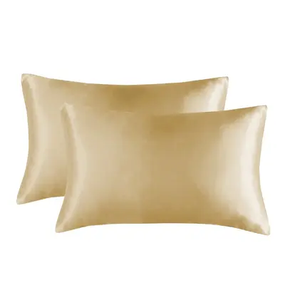Solid Color Imitation Silk Satin Pillowcase, Envelope Style - 12