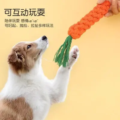 Carrot Dog Chew Rope Toy, Teeth Cleaning, for Large Breeds and Puppies - 5