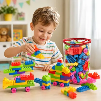 Çocuk büyük parça yapı blokları, DIY birleştirme oyuncağı, anaokulu - 8