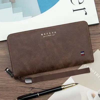 Men's Long Wallet with Multiple Card Slots, Large Capacity Clutch Purse - 3