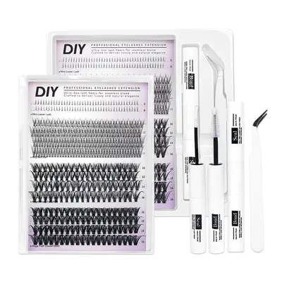Falsche Wimpern Set 20D+30D Familienpackung dicht geschwungen mit Kleber