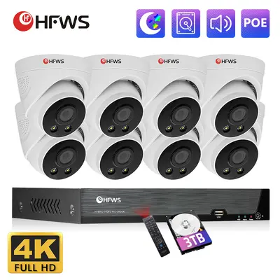 8MP POE kamera seti, ev ve işletme gözetimi