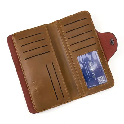 Men's Retro Leather Long Wallet baellerry Multi-Card Slots - 5