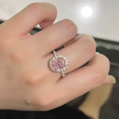 超闪鸽子蛋戒指女轻奢高级感轻奢食指戒小众设计开口可调节潮尾戒