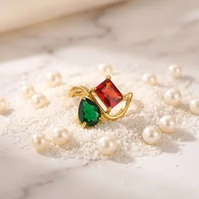 12 Birthstone Ring Replaceable Colored Gemstone Ring Luxury Titanium Steel Gold Plated Ring Women