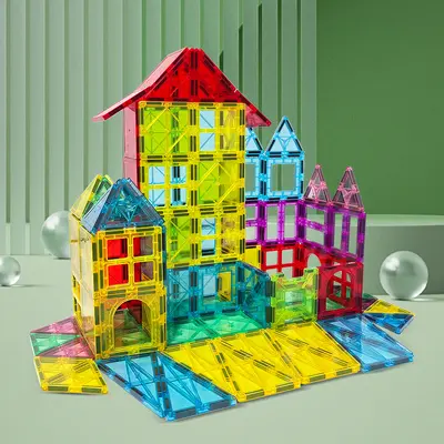 Large Color Window Magnetic Tiles Building Block Set, Early Education - 4