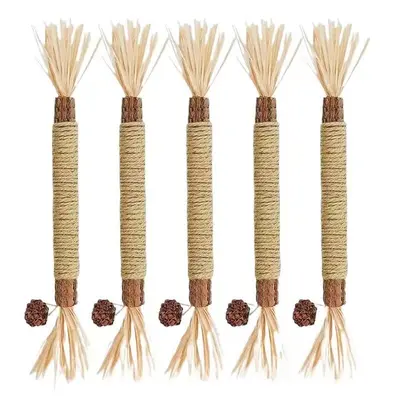 Matatabi Diş Kaşıma Çubuğu Kedi Oyuncağı Rafya ve Sisal İpli Kedi Oltası - 7
