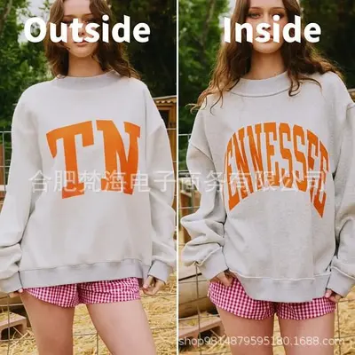 Reverse-Wear Fake Collar Sweatshirt, Heat Transfer Print, Custom College Team Design